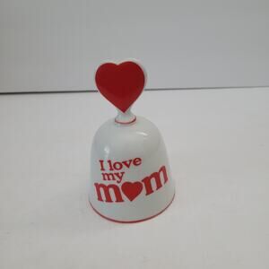 "I Love My Mom" Ceramic Bell with Heart Handle